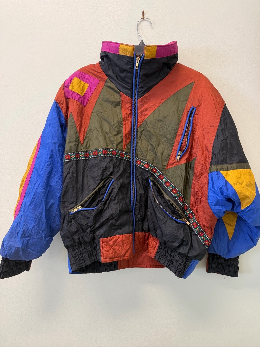 Otello Pelle Colorblock Vintage Windbreaker/ winter Jacket